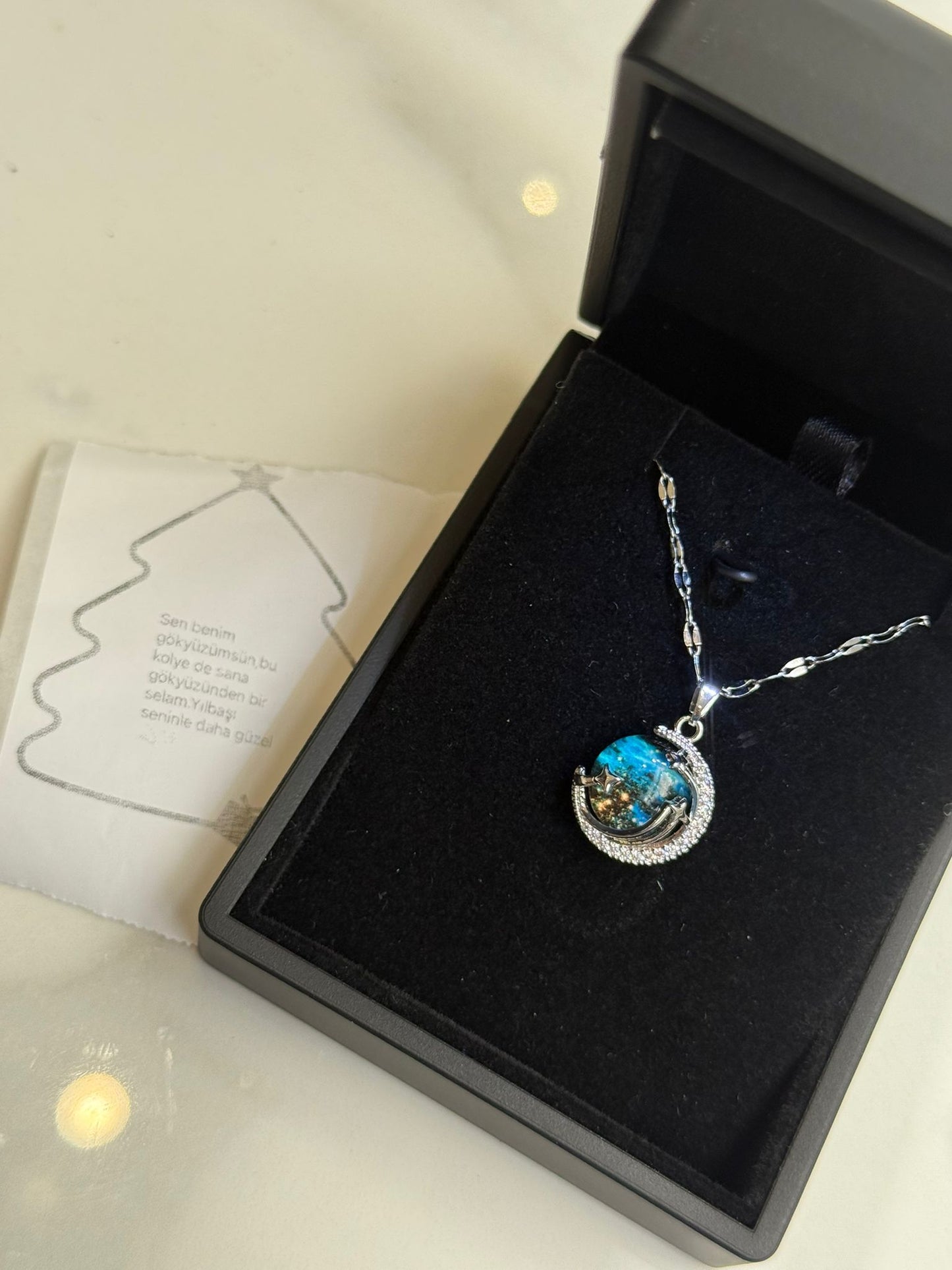 14 Ayar Altın Kaplama Gökyüzü Kolye