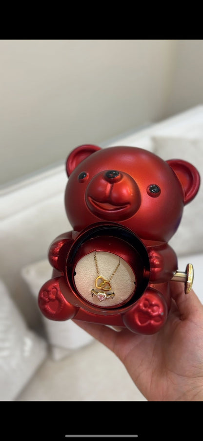 Ayıcık Kutuusnda Kolye Yüzük Seti