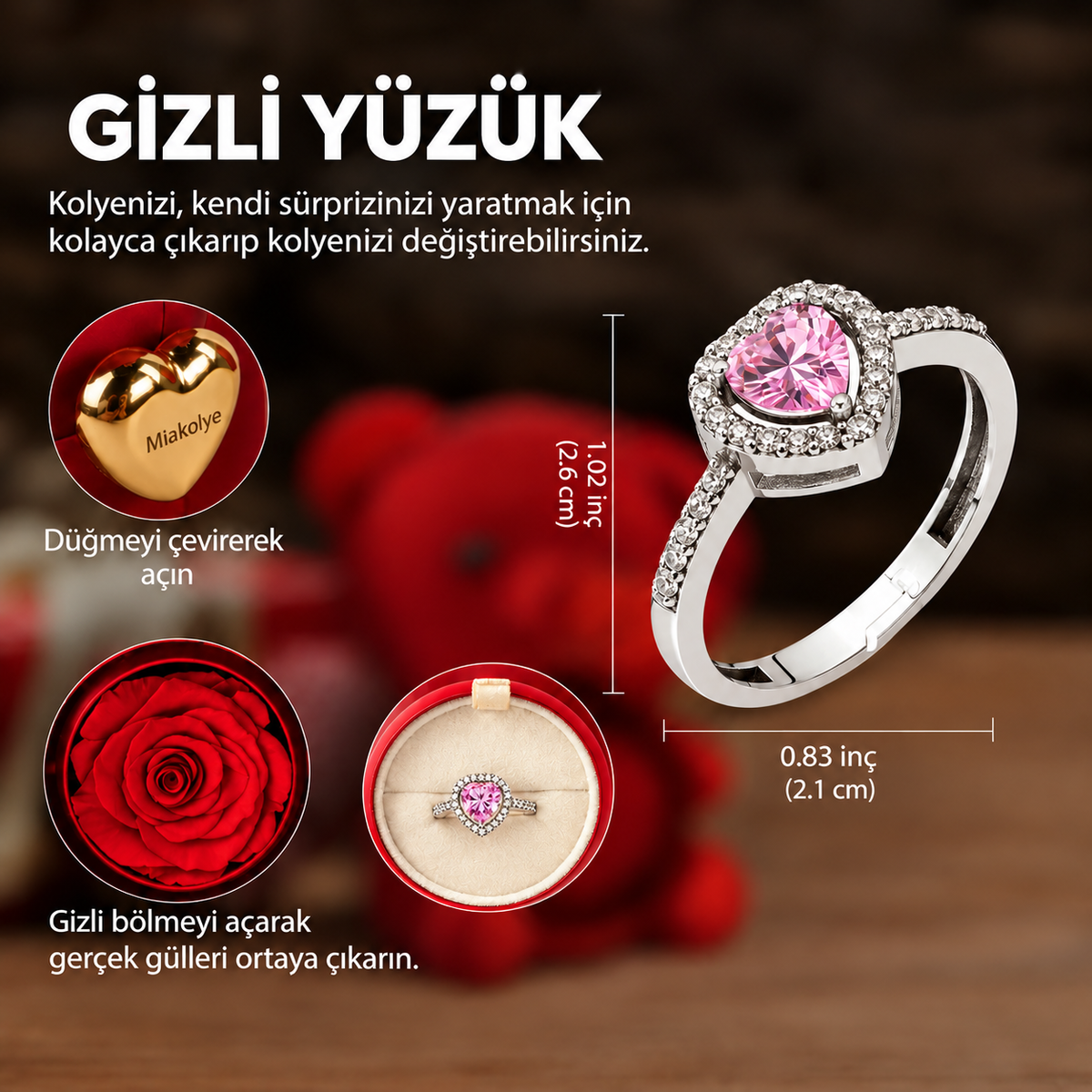 Sevimli ayıcık kutusunda aşk yüzüğü
