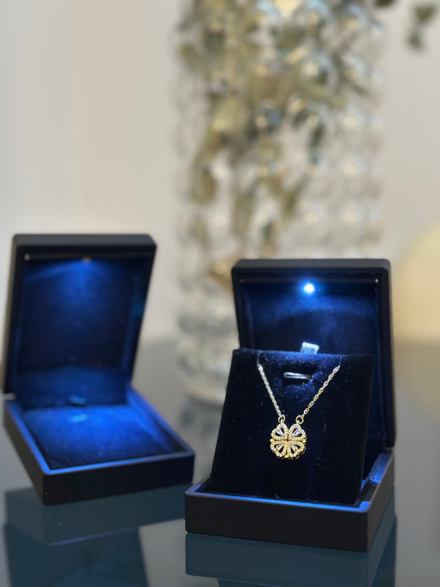 14 AYAR ALTIN KAPLAMA - AÇILABİLİR YONCA KOLYE