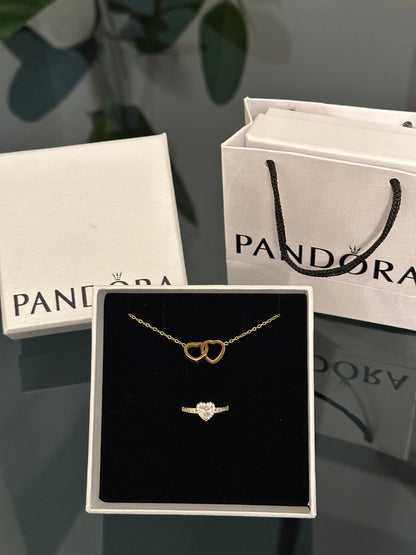 PANDORA KUTUSU VE ÇANTASI İÇİNDE SET ( KOLYE + YÜZÜK )
