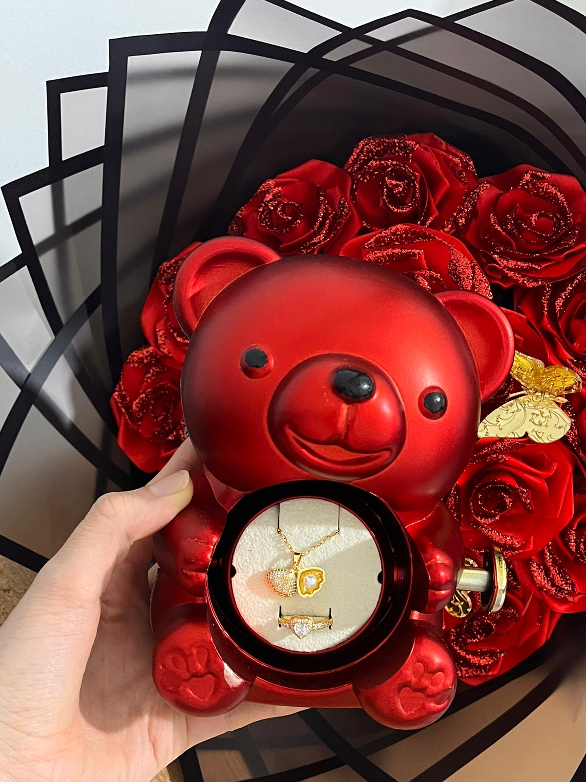 Sevimli Ayıcık İçinde İnci Kolye + Ciddi ilişki Yüzüğü