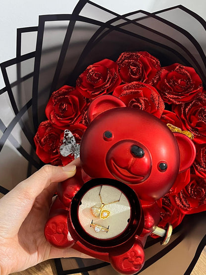 Sevimli Ayıcık İçinde İnci Kolye + Ciddi ilişki Yüzüğü